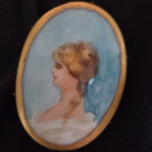 Vintage Hand Painted Porcelain Brooch